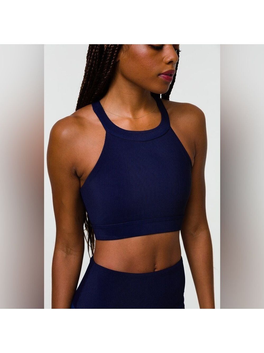 Onzie Blue High Neck Crop Top - Size Small/Medium